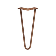 Set of 4 Hairpin Legs, 12-Inch Tall, 2-Prong Mounting, 10mm Diameter, Antique Copper Finish