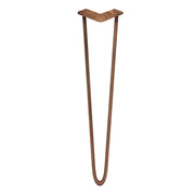Set of 4 Hairpin Legs - 28-Inch - 2-Prong Mount - 10mm Diameter - Antique Copper