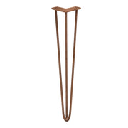 4-Pack 28-inch Hairpin Legs, 3-Prong, 12 mm Diameter, Antique Copper