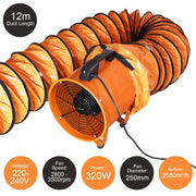 MAXBLAST Dust Extractor – 250mm Inlet, 320W, 12m Duct