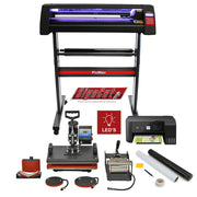 Vinyl Cutter with LED Lighting, 5-in-1 Heat Press, Printer, SignCut Pro Software, and Weeding Kit Bundle