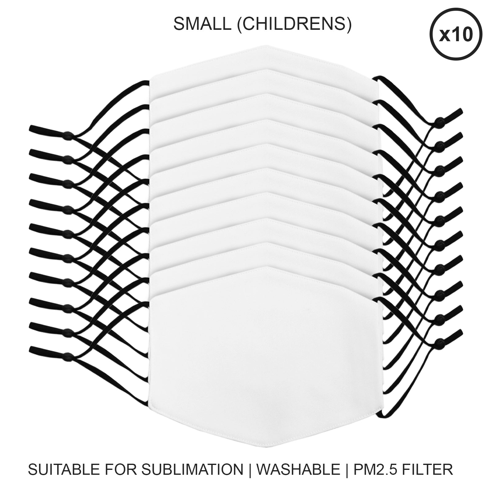 Small Sublimation Face Mask Blanks – 10-Pack