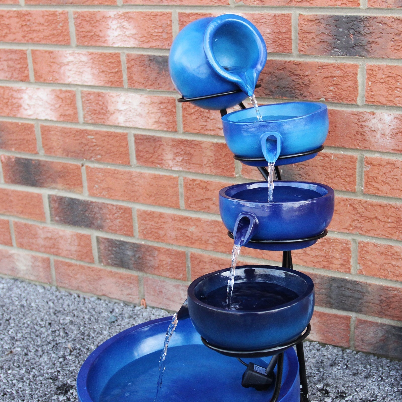Blue 4-Tier Spilling Bowls Water Feature