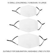 30-Pack Sublimation Face Mask Blanks Bundle