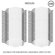 Large Sublimation Blank Face Masks - 50 Pack