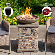 Stone Gas Fire Pit Heater for Outdoor Patios