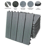66-Pack WPC Decking Floor Tiles – 30 × 30 cm – Grey