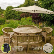 Cream 3m LED Cantilever Patio Parasol
