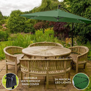 Green 3m LED Cantilever Patio Parasol