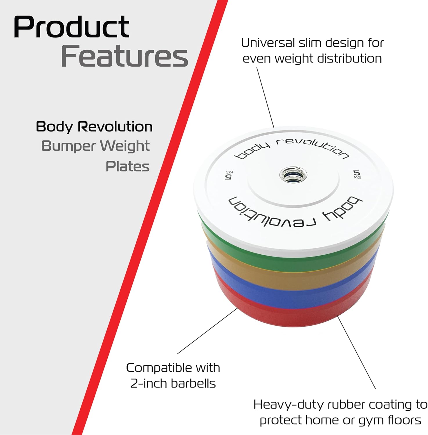 Body Revolution 2 x 5 kg White Olympic Bumper Plates