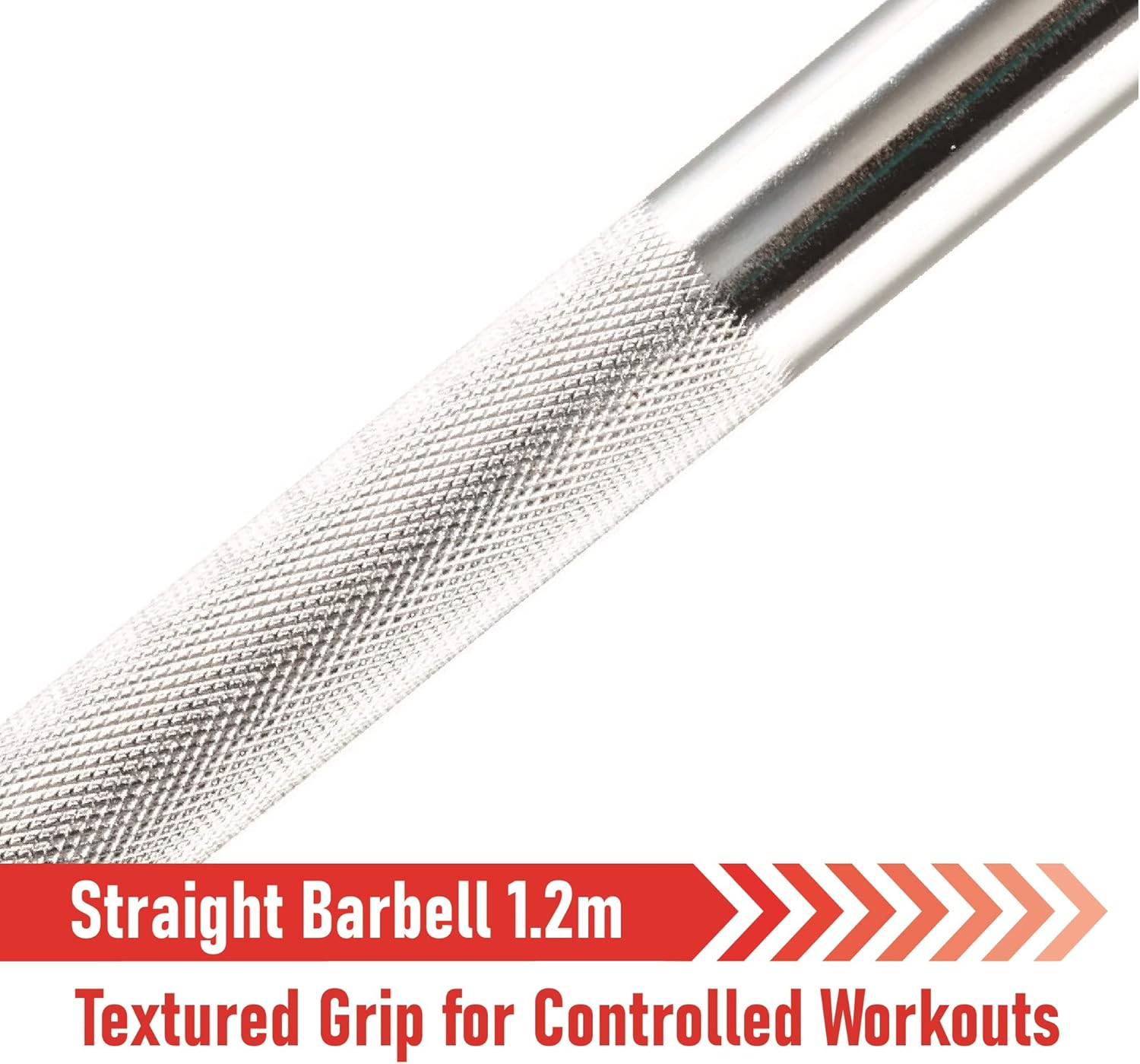 Straight Barbell Bar - 1-Inch Standard, 1.2m Length with Spinlock Collars