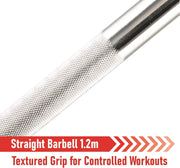 Straight Barbell Bar - 1-Inch Standard, 1.2m Length with Spinlock Collars