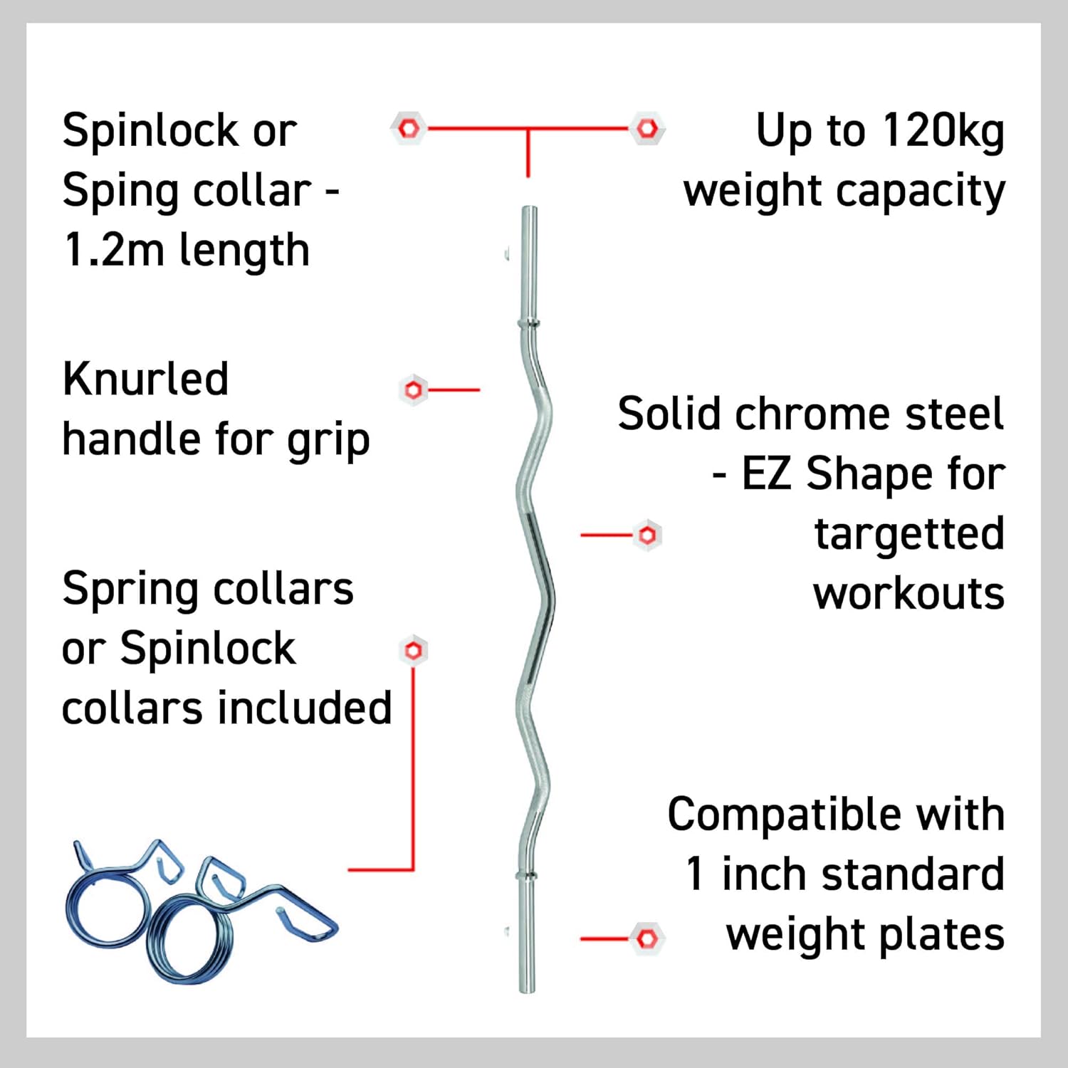 Body Revolution 1.2m EZ Bar with Spring Collars