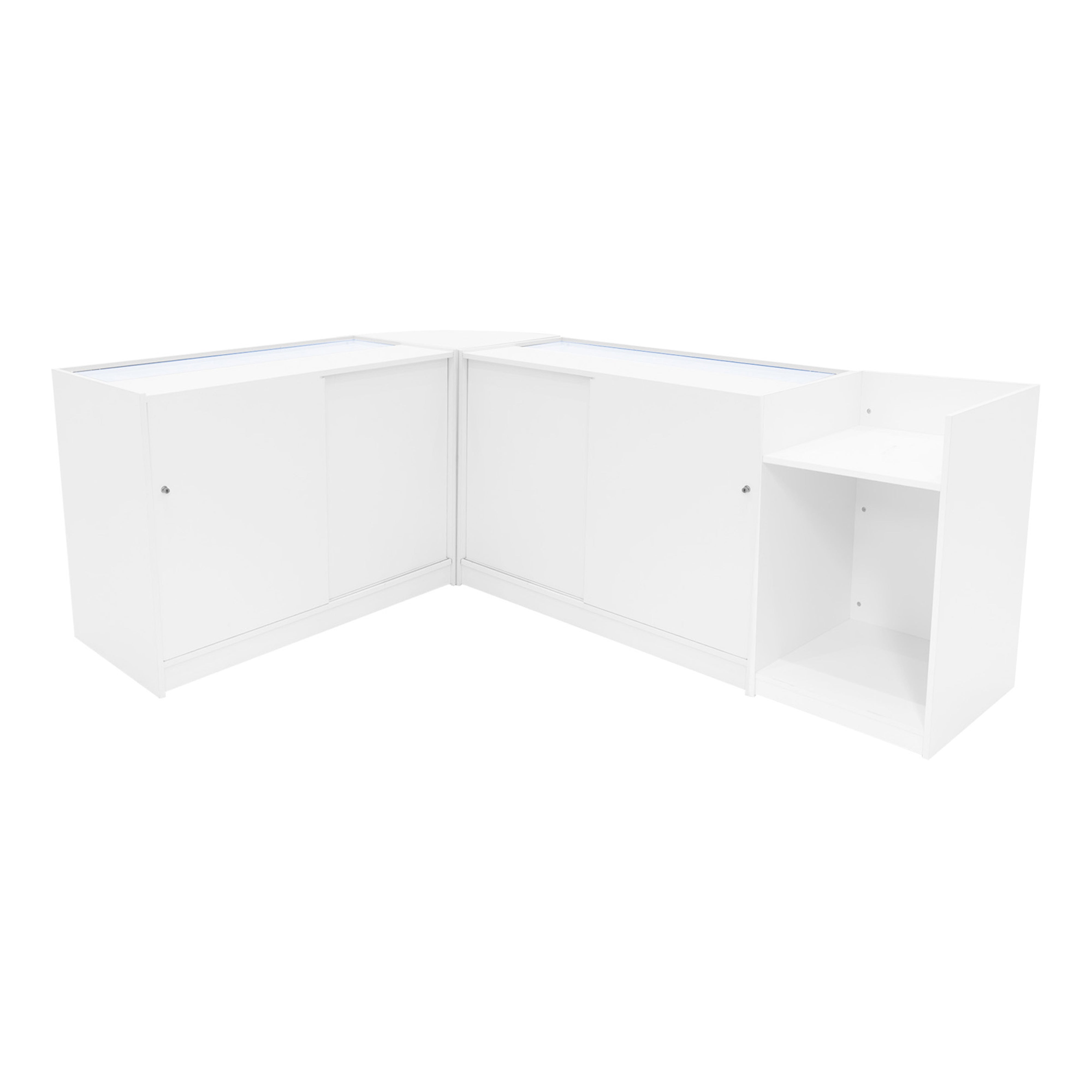 Europa LED Shop Counter Set: B1200, C1200, TB60 and LM60 – White