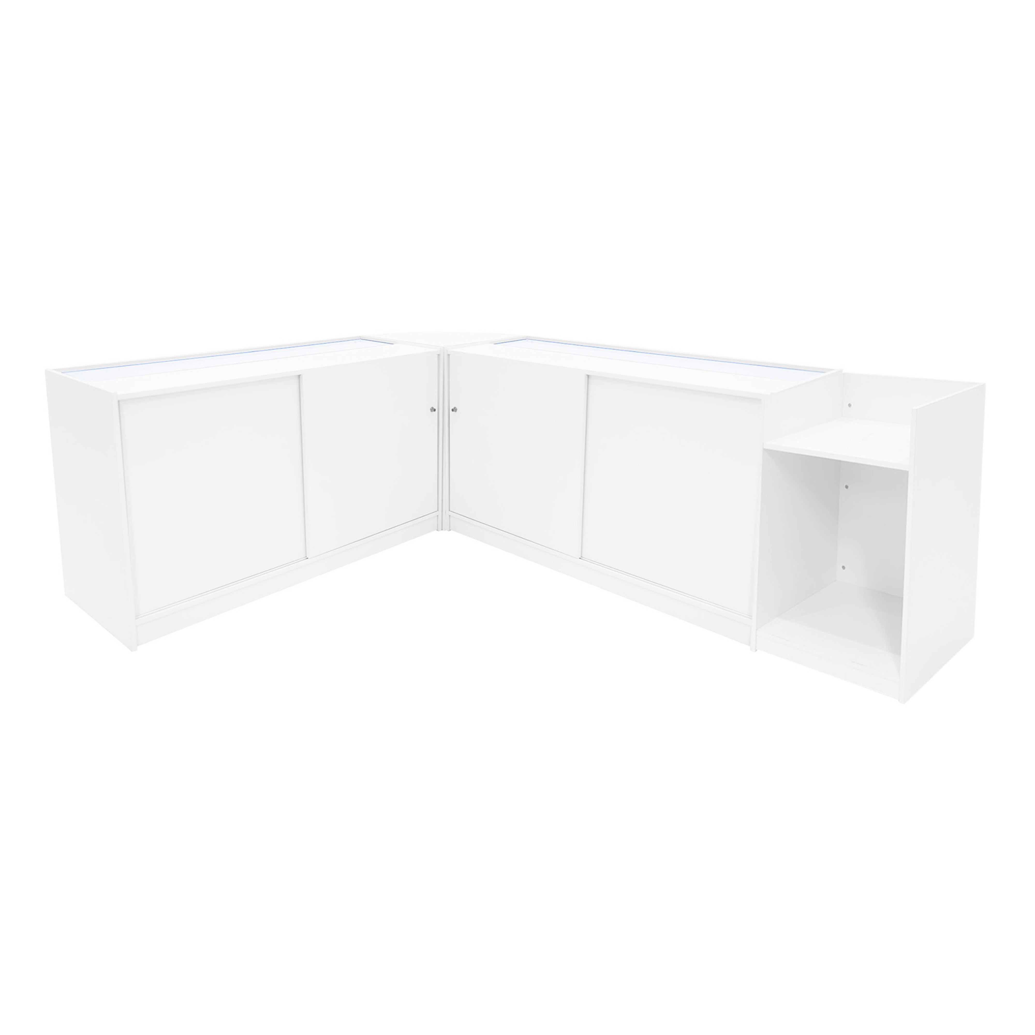 Europa LED Shop Counter Set B1500, C1500, TB60 and LM60 – White
