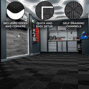 225-Piece Vented Garage Floor Tile Set with Edges - Black
