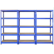 Q-Rax Metal Racking Units – Set of 3 – 90 cm W x 50 cm D x 180 cm H – Blue