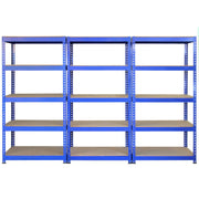 Blue Q-Rax Shelving Set: 3 × 120 × 50 × 180 cm and 2 × Racking Blue 90 × 50 × 180 cm