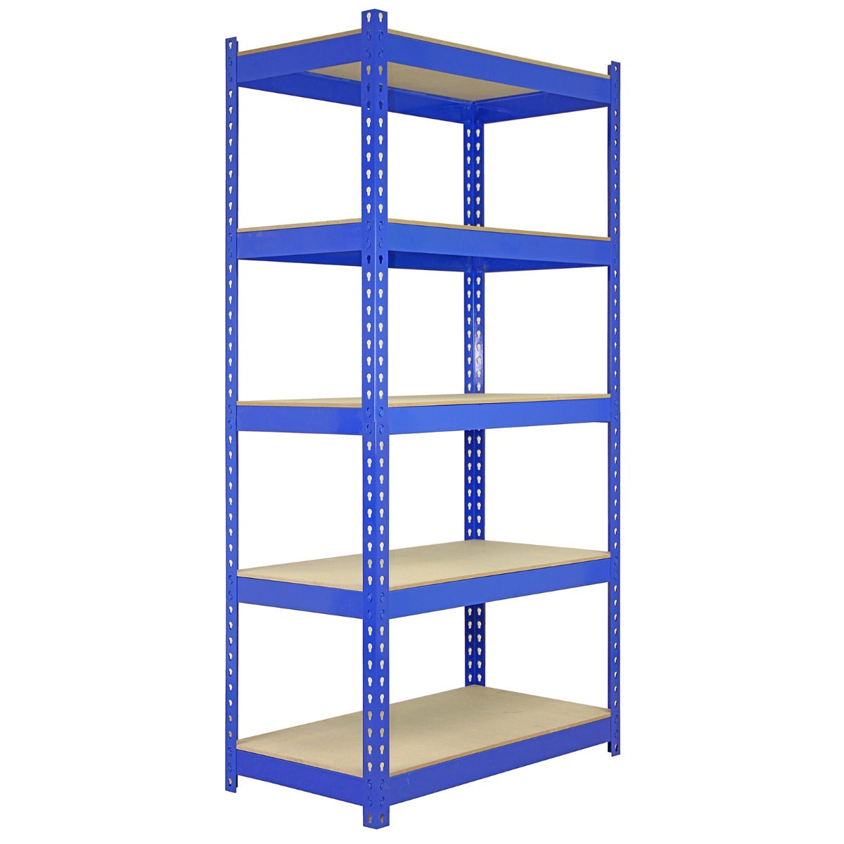 Three Q-Rax Blue Metal Racking Units, 90 cm W x 50 cm D x 180 cm H