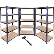 Monster Racking T-Rax Warehouse & Garage Metal Shelving – Black – 90 cm W x 45 cm D – Set of 10