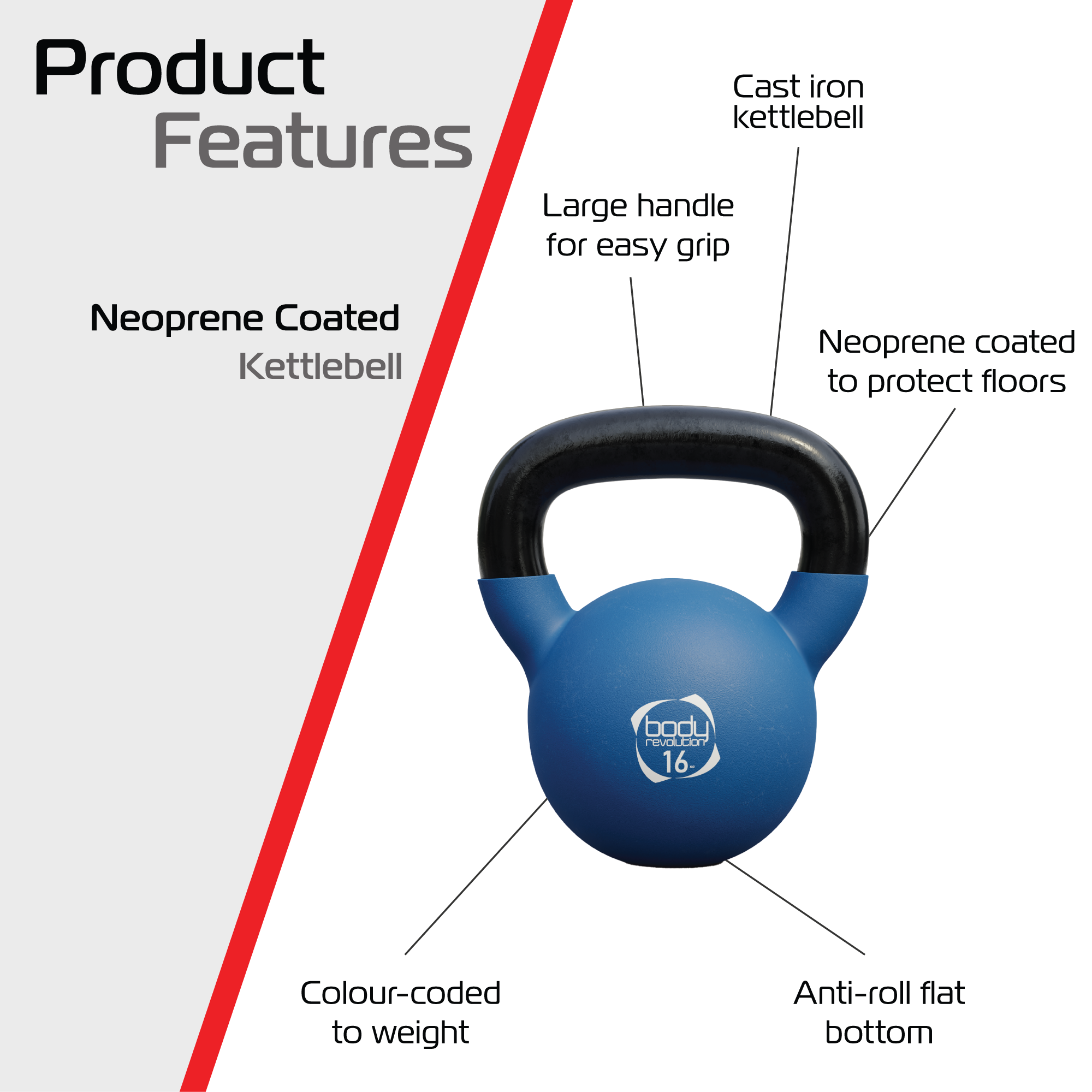 Body Revolution 16 kg Neoprene Kettlebells
