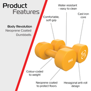 Pair of 6 kg Neoprene Dumbbells