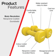 Pair of 1.5 kg Neoprene Dumbbells
