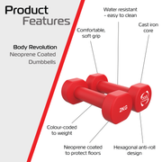 Pair of 2 kg Neoprene Dumbbells