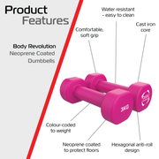 Two 3 kg Neoprene Dumbbells