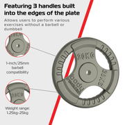 2 x 20 kg Cast Iron Weight Plates, 1 inch Standard, Tri-Grip