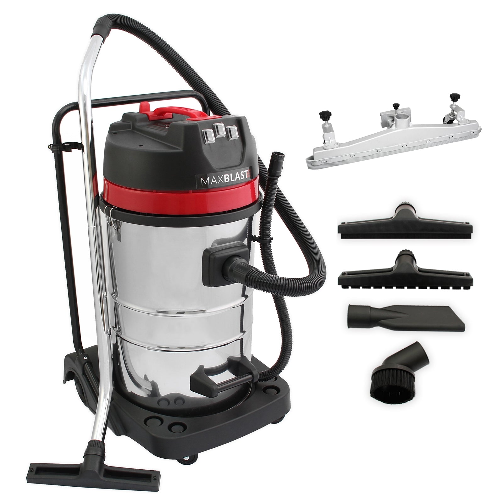 MaxBlast 80L Industrial Vacuum Cleaner with Floor Nozzle Attachment