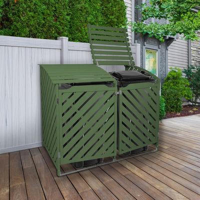 Sage Green Double Wheelie Bin Storage Unit