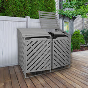 Grey Wash Double Wheelie Bin Storage Unit