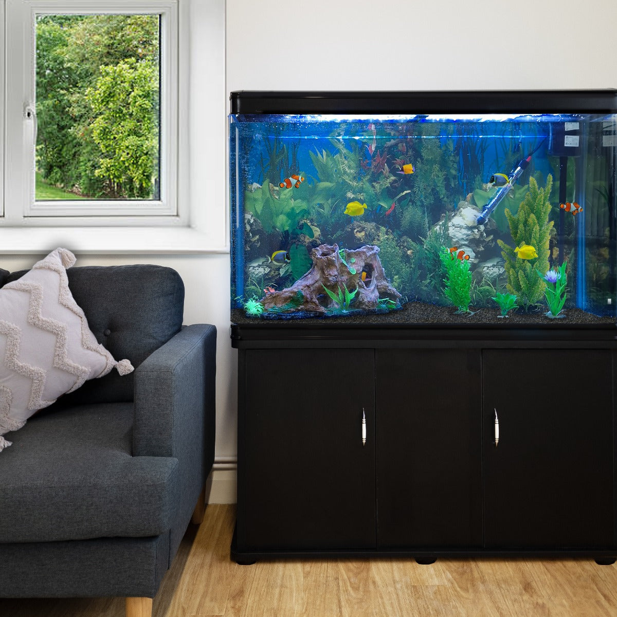 Black Aquarium Fish Tank with Cabinet