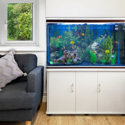 White Aquarium with Cabinet Starter Kit – Fish Tank and Blue Gravel Included